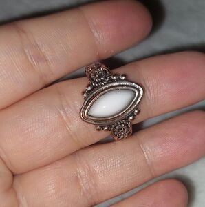 Silver White Stone Ring Adjustable